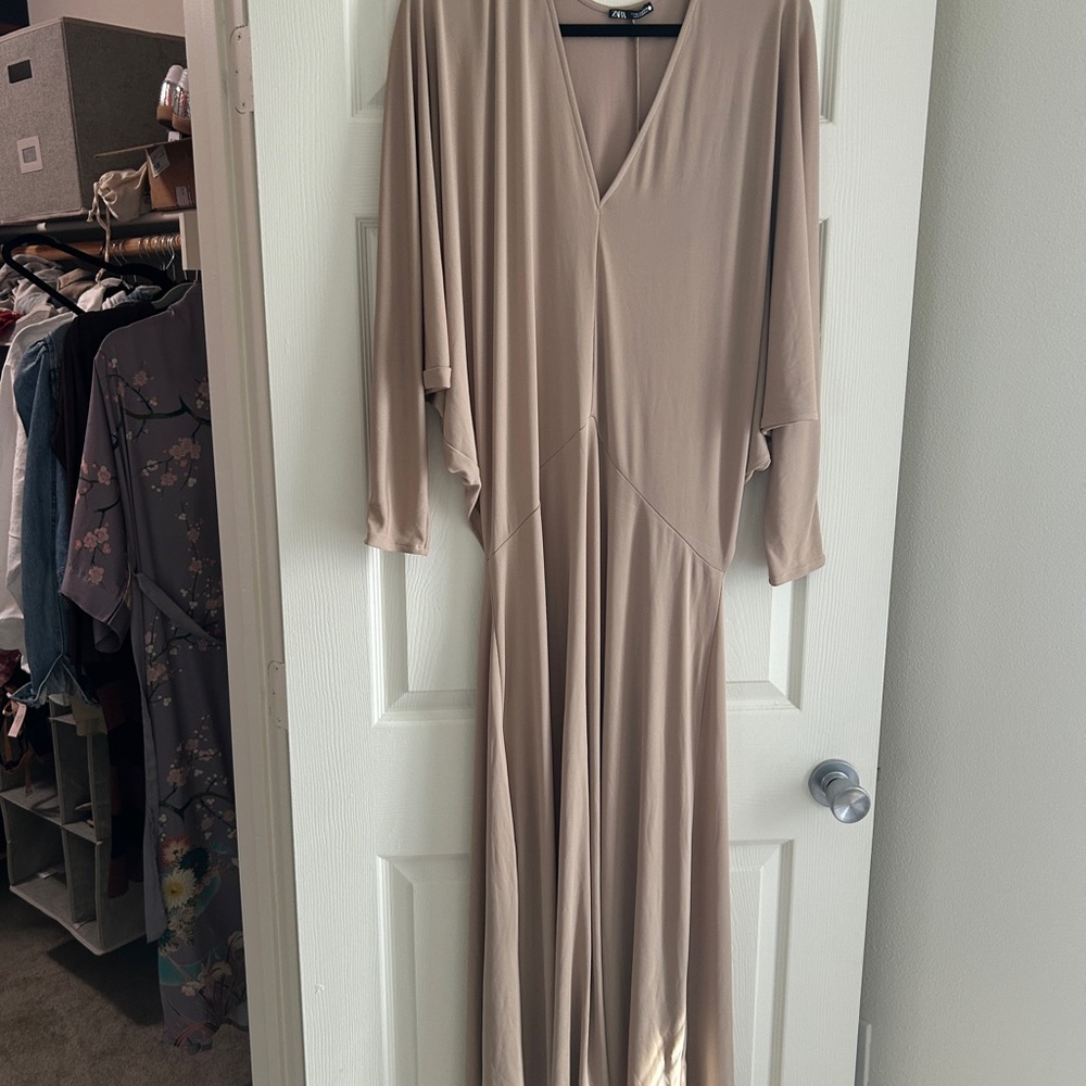 Zara Taupe Long Sleeve Dress